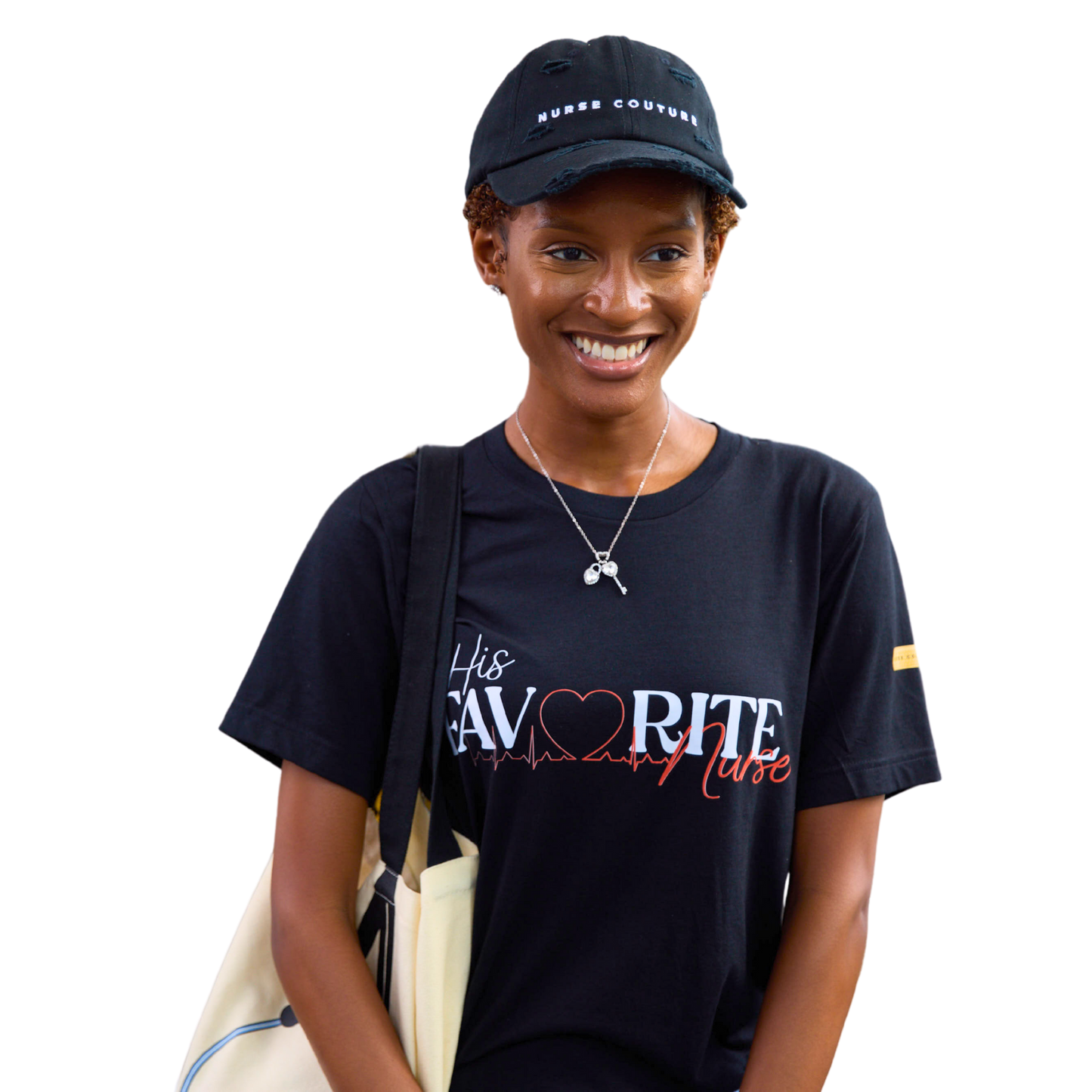 Distressed Black Nurse Couture Hat
